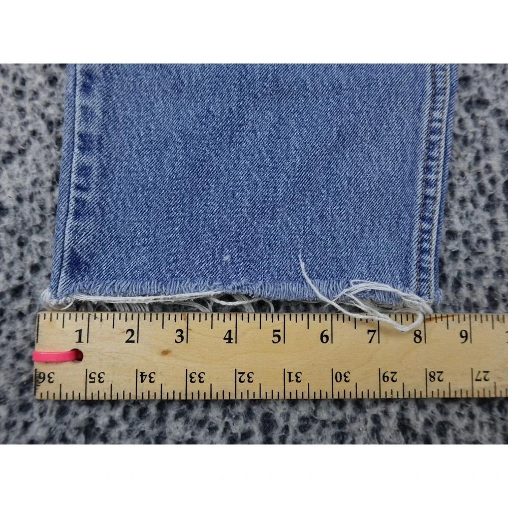 Levis 540 Relaxed‎ Fit Jeans Mens 34x26 Light Blue Raw Hem Cropped Denim